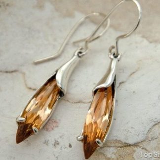 PEREZ - srebrne długie kolczyki z topazem złocisty