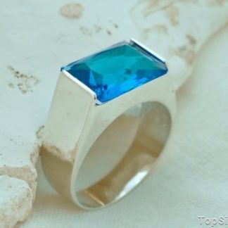 CHENAI - srebrny sygnet z akwamarynem