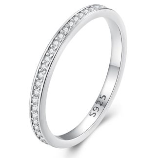 Delikatny srebrny pierścionek z Moissanitami 0,005 ct srebro 925 rozmiar R14