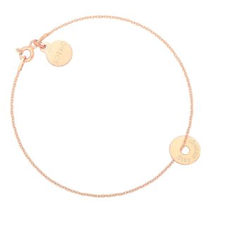 Bransoletka z różowego złota z malutką karmą Stay strong!
