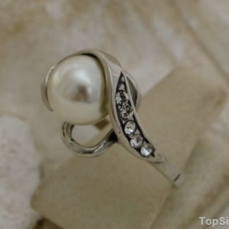 MAESTRO - srebrny pierscionek perła i kryształy