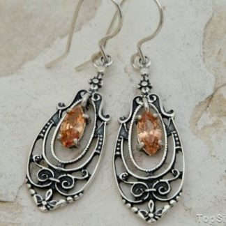 ORDESA - srebrne długie kolczyki z topazem złocist