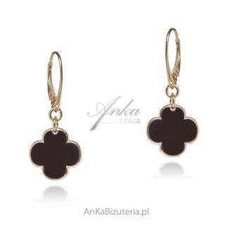 Kolczyki srebrne pozłacane z wiśniowym bursztynem kwiatki