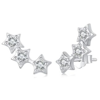 Srebrne kolczyki gwiazdki z kryształów sztyfty srebro 925
