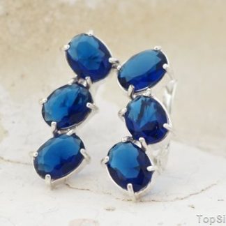 NEW LOOK - srebrne kolczyki z szafirami