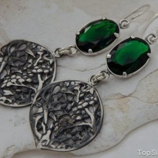 BORNEO - srebrne kolczyki ze szmaragdem