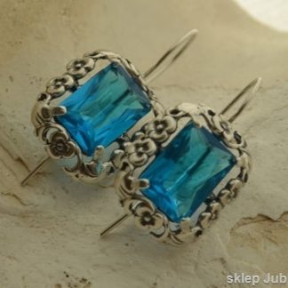 IZMIR - srebrne kolczyki z akwamarynem