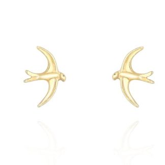 Kolczyki srebrne  pozłacane jaskółki