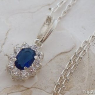 FIONA - srebrny wisiorek z szafirem i cyrkoniami