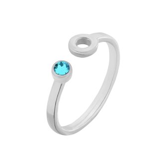 Srebrny pierścionek z karmą i kryształkiem Blue Zircon SWAROVSKI® CRYSTAL