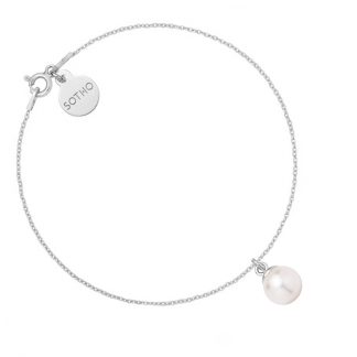 Srebrna bransoletka z białą perłą SWAROVSKI® CRYSTAL