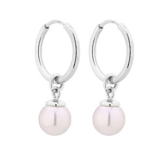 Srebrne kolczyki z białymi perłami SWAROVSKI® CRYSTAL