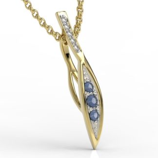 Wisiorek z żółtego złota z szafirami i diamentami APW-97Z-R