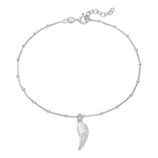 Srebrna bransoletka na kostkę charm Skrzyło Anioła
