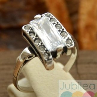 SPRING - srebrny pierścionek z kryształkami