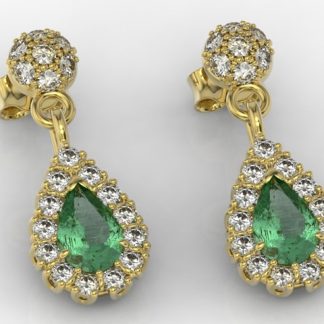 Kolczyki z żółtego złota ze szmaragdami i diamentami APK-29Z
