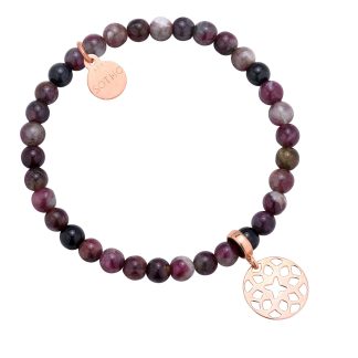 Bransoletka z turmalinu zdobiona arabska rozetką z różowego złota