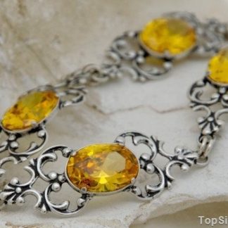 XERTA - srebrna bransoletka z cytrynem złocistym