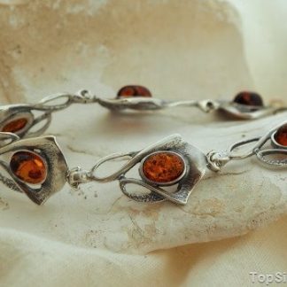 BALSA - srebrna bransoletka z bursztynami