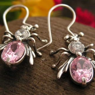 WŁADCA MUCH - kolczyki z różowym kryształem