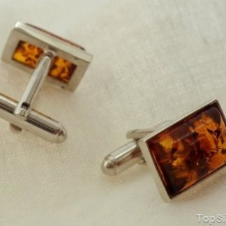 BURSZTYN - srebrne spinki do mankietów