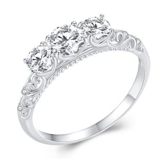 Srebrny pierścionek R18 Moissanit 0,5ct 2x0,3ct srebro 925