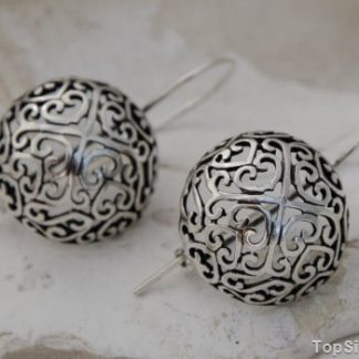 PÓŁKULE - orientalne srebrne kolczyki