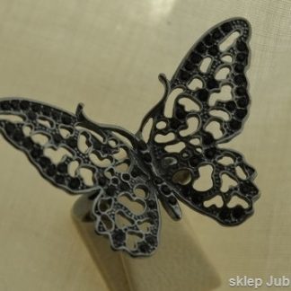 CZARNY MOTYL - srebrny pierścień z onyksami