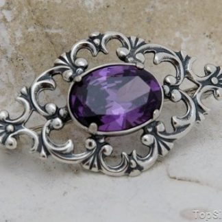 VIOLET - srebrna broszka z ametystem