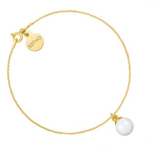 Złota bransoletka z opalizującą perłą SWAROVSKI® CRYSTAL