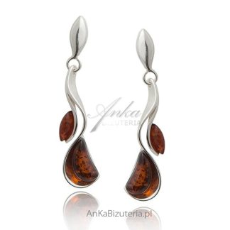 Kolczyki srebrne  z bursztynu - rosa o poranku"