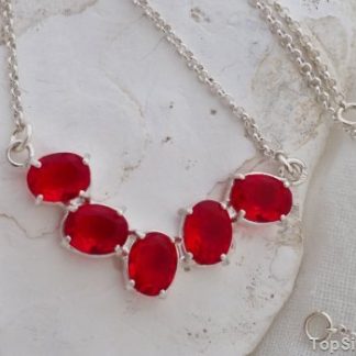 NEW LOOK - srebrny naszyjnik z rubinami