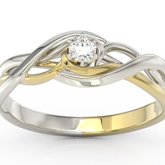Pierścionek zaręczynowy z brylantem z białego i żółtego złota BP-72BZ