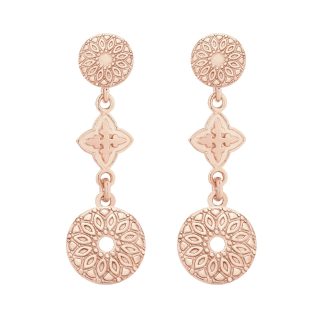 Kolczyki z różowego złota z rozetkami i medalionami