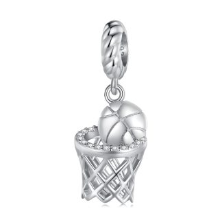 Kosz koszykówka srebrny charms zawieszka beads