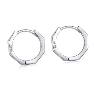 Srebrne kolczyki ośmiokąty zatrzaski srebro 925