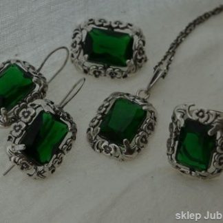 Srebrny komplet ze szmaragdem - BRAZYLIA