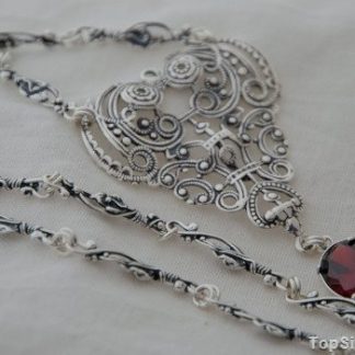 COLUMBIA - srebrny naszyjnik z granatem