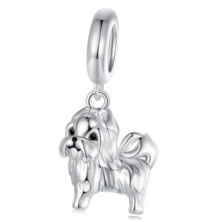 Piesek rasy Shih Tzu charms srebrna zawieszka beads srebro 925