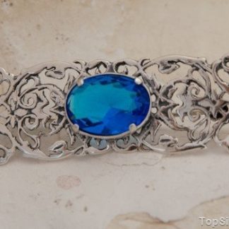 CASABLANCA - srebrna broszka z akwamarynem