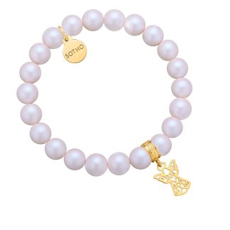 Perłowa bransoletka z pereł SWAROVSKI® CRYSTAL ze złotym ażurowym aniołkiem