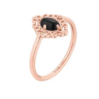 Pierścionek z różowego złota z onyksem : pierścionki - 18