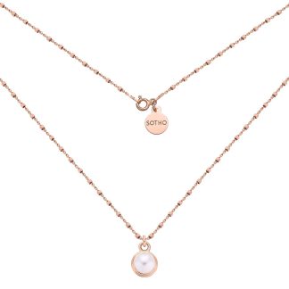 Naszyjnik z różowego złota z perłą SWAROVSKI® CRYSTAL : Długość - 45 cm