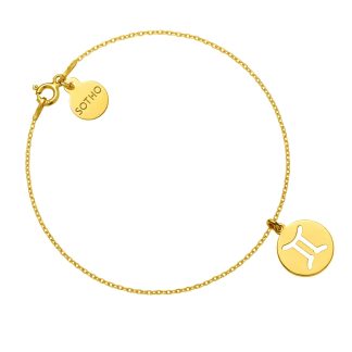 Złota bransoletka z zodiakiem Bliźniąt