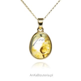 Srebrna zawieszka z żółtym bursztynem cytynowym