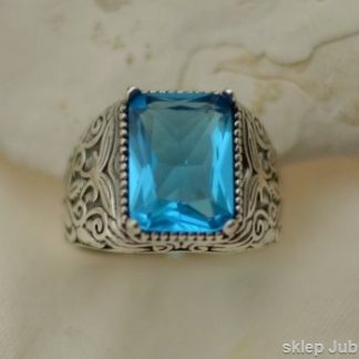 GENTLEMAN srebrny sygnet z akwamarynem