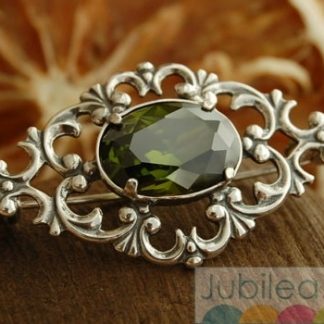 FAUNO - srebrna broszka z oliwinem