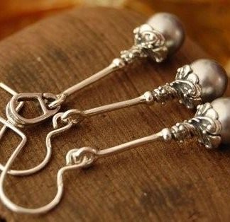 Srebrny komplet z szarymi perłami SALVO