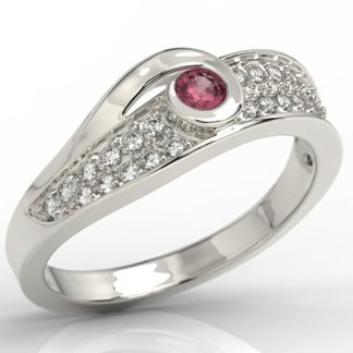 Pierścionek z brylantami i rubinem JP-53B