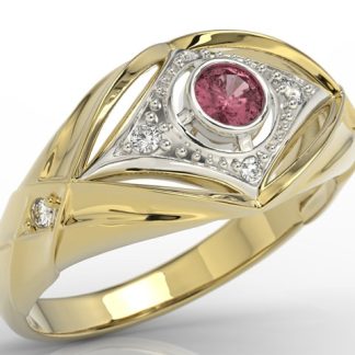 Pierścionek z żółtego i białego złota z rubinem i brylantami AP-9908ZB